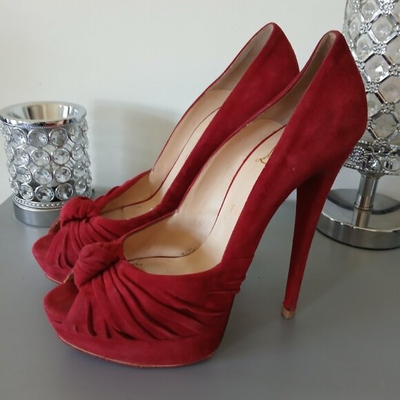 Christian Louboutin Shoes - Christian Louboutin Red Suede Women's Heels